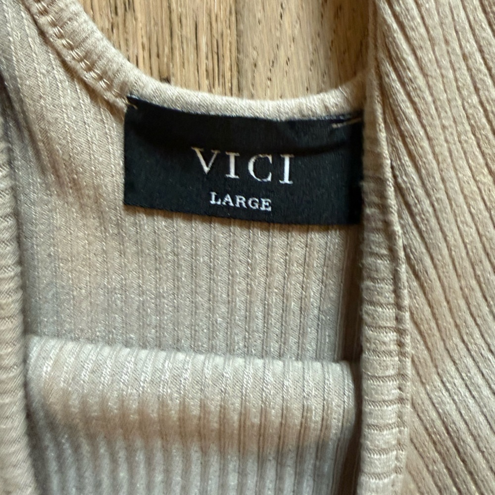 Vici Beige Ribbed Knit Top - Picture 2 of 2